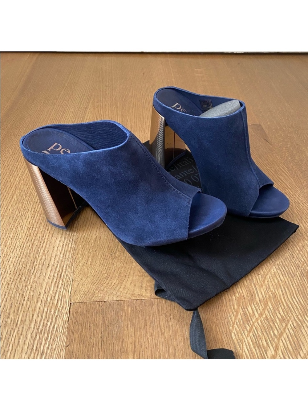 Pedro Garcia Yavel Suede Mules Block Heel Size 36.5